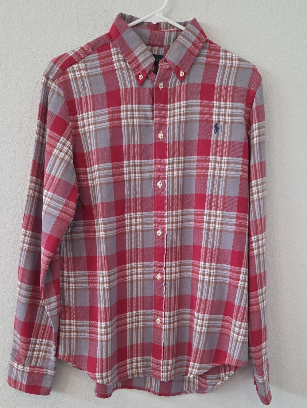 Polo by Ralph Lauren Pink and Gray Plaid Button-Down Shirt